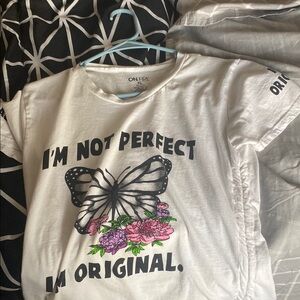 On Fire White Kids T-Shirt with Butterfly Design